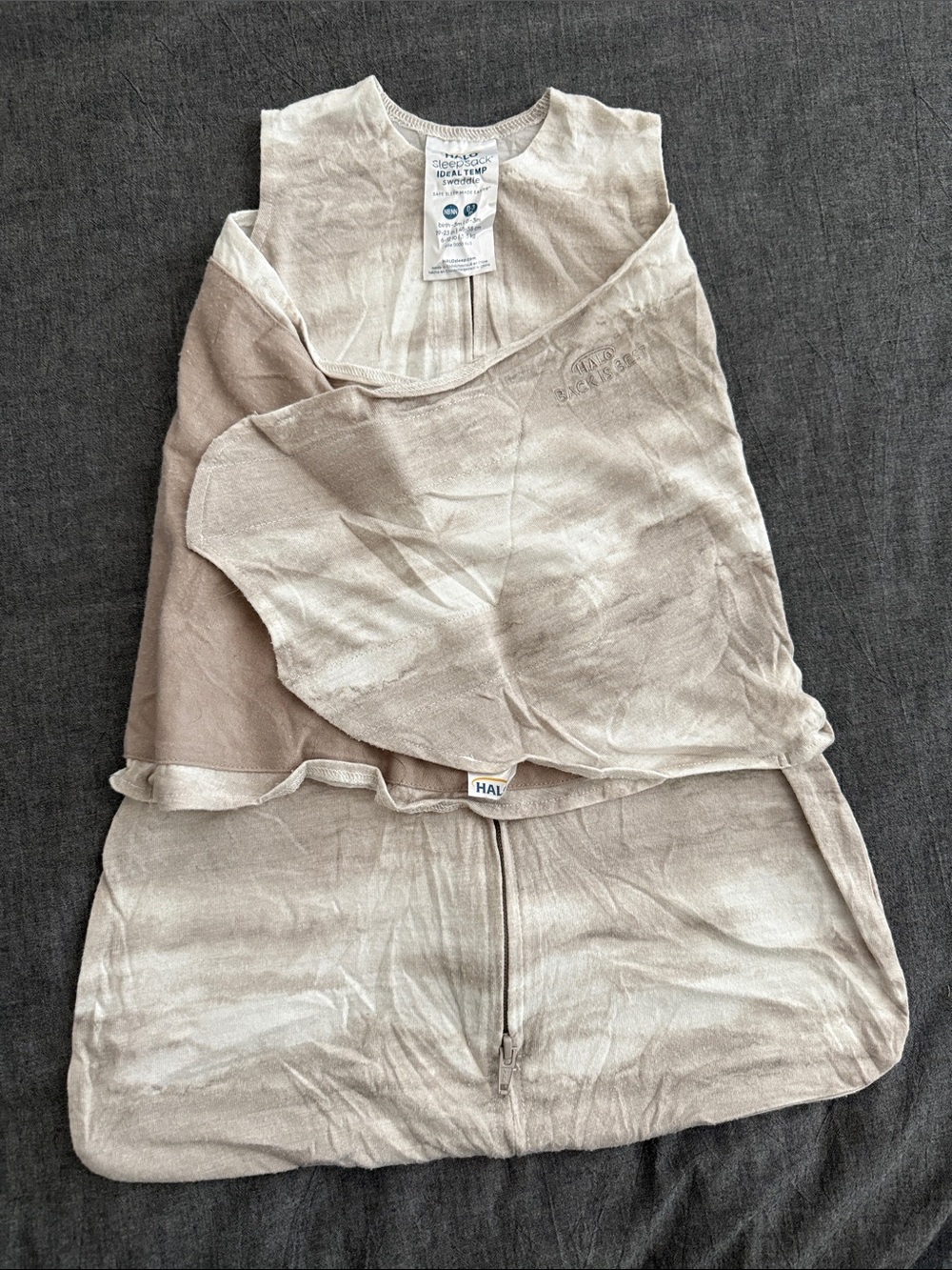 Halo IdealTemp Swaddle Sleep Sack - Taupe and Cream